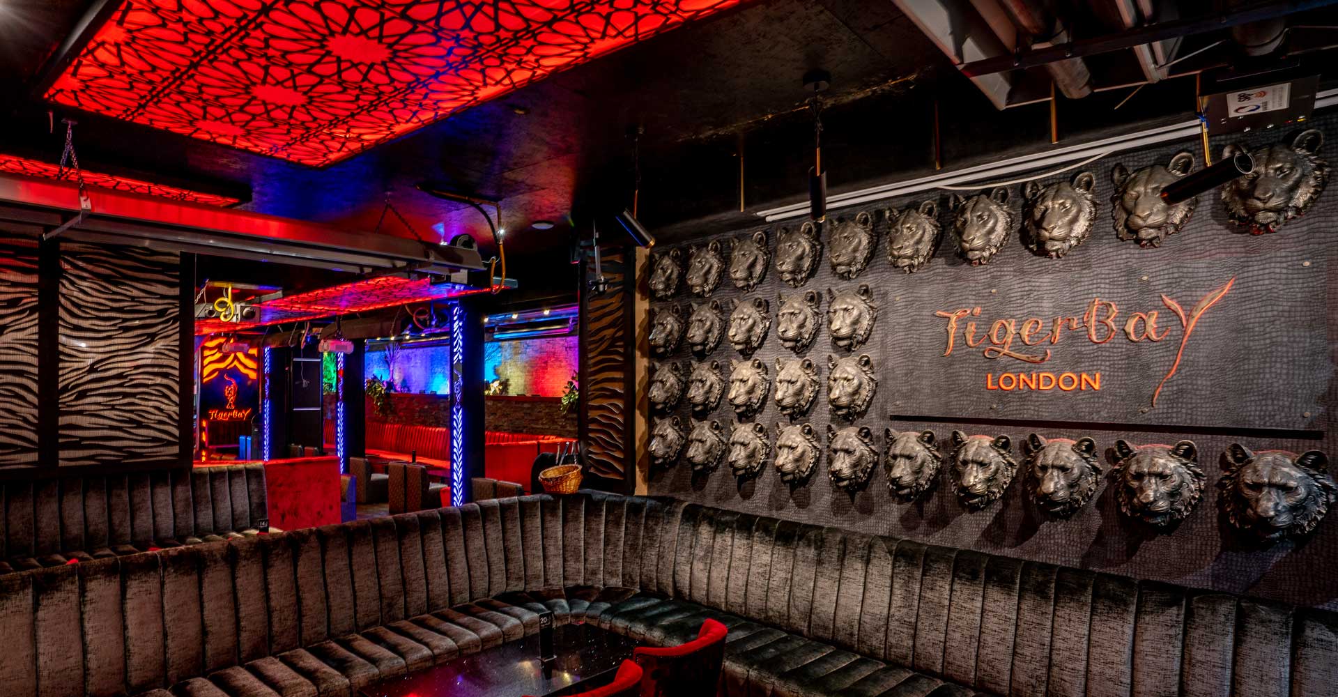 Tigerbay Shisha Lounge interior showing premium seating and atmospheric lighting